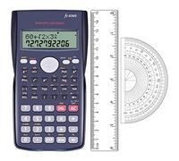 EverPlus Calcolatrice Scientifica Set Cancelleria Scuola - Calcolatrice con Bonus Righello e Goniometro, per Liceo Scientifico, Scuola Media e Ufficio, con Frazioni e Radice Quadrata