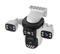 EVERSECU Telecamera di sicurezza WiFi PTZ tripla lente, tre telecamere in uno, telecamere laterali con braccio regolabile tutto angolo, vista 2K 360° senza punto cieco, monitoraggio automatico, messa