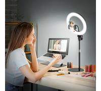 Evershop Ring Light da scrivania con Supporto, Luce ad Anello da 10" per Videoconferenze, Videochiamate, Riunioni Zoom, Trucco, Selfie, Youtube, Tiktok, 3 Modalità di Colore e 10 Luminosità, CRI > 95