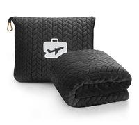 EverSnug Coperta da viaggio di alta qualità, morbida coperta 2 in 1 con federa morbida, custodia per bagaglio a mano e clip per zaino (nero)