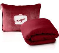 EverSnug Coperta da viaggio e cuscino, coperta 2 in 1 con aeroplano, morbida, con federa morbida, custodia per bagaglio a mano e clip per zaino (bordeaux)