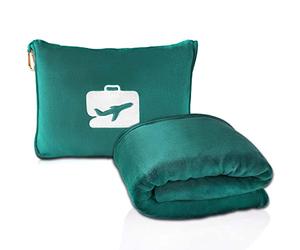 EverSnug Coperta da viaggio e cuscino, coperta 2 in 1, morbida e di alta qualità, con federa morbida, cintura per bagaglio a mano e clip per zaino (verde acqua)