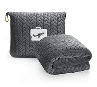 EverSnug Cuscino per coperta da viaggio di alta qualità, morbido, 2 in 1, con federa morbida, custodia per bagaglio a mano e clip per zaino (grigio), king size