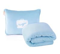 EverSnug Travel Blanket and Pillow - Premium Soft 2 in 1 Airplane Blanket with Soft Bag Pillowcase, Hand Luggage Sleeve and Backpack Clip Ice Blue