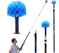 EVERSPROUT Combo Spolverino Deragnatore e Asta di Estensione da 1,5m a 4m (Portata 6,1m, Setole Morbide) | Asta Telescopica a 3 Livelli Leggera | Uso Interno ed Esterno