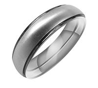 Everstone Anello bombato opaco e spazzolato, per uomo e donna, per lui e il tuo sposo, in titanio, colore nero e argento, 6 mm, 4 mm
