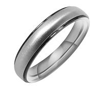 Everstone Anello bombato opaco e spazzolato, per uomo e donna, per lui e il tuo sposo, in titanio, colore nero e argento, 6 mm, 4 mm