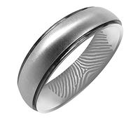Everstone Personalizzato Personalizza Impronta Digitale Incisione Opaco & Spazzolato Cupola Anello Bordo Smusso Maschio Femmina Uomini Donne Suo Sposo Anello di promessa Fedi nuziali Anello in titanio