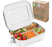 Everusely - Bento Box - Lunch Box in Acciaio Inossidabile per Adulti - 1,4 L - Contenitore per Snack a 5 Scomparti con Guarnizione in Silicone Rimovibile + Clip di Blocco Sicura