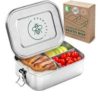 Everusely Bento Box - Porta pranzo in acciaio inox - 1,2 L - 3 scomparti