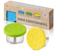 Everusely - Contenitore per condimenti - Set da 3, 50 ml, Estate - Contenitore per condimenti per insalata a tenuta stagna - Contenitori per salse piccoli in acciaio inossidabile con coperchi