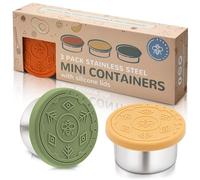 Everusely - Contenitore per condimenti - Set da 3, 50 ml, Muted - Contenitore per condimenti per insalata a tenuta stagna - Contenitori per salse piccoli in acciaio inossidabile con coperchi