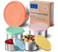 Everusely - Contenitori in acciaio inossidabile con coperchi - Set di 5, Collezione Bright - Contenitori per alimenti in acciaio inossidabile a tenuta stagna - Contenitori per snack impilabili