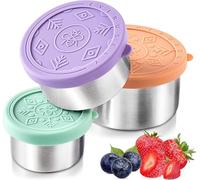 Everusely - Contenitori per Alimenti in Acciaio Inossidabile - 3 Pezzi, Brillante - Porta Pranzo per Bambini - Contenitori per Snack per Scuola, Ufficio, Casa