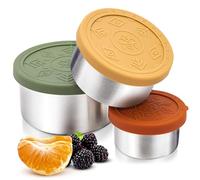 Everusely - Contenitori per alimenti in acciaio inossidabile - Confezione da 3, Muted - Lunch Box - Contenitori per snack per ufficio e casa - A prova di perdite con coperchi in silicone