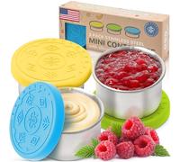 Everusely - Contenitori per Alimenti in Acciaio Inossidabile - Set da 3, Summer - Portapranzo in Metallo Contenitori per Snack per Ufficio, Conservazione a Casa - Coperchi Antifuga