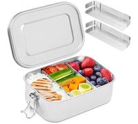 Everusely - Pranzo Scatola acciaio - 800 ml, 2 divisori regolabili - Contenitori Bento a tenuta stagna per adulti e bambini - Contenitori per alimenti per snack e insalata