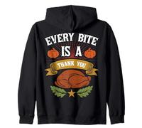 Every Bite Is A Thank You Thanksgiving Turchia Autunno Autunno Felpa con Cappuccio
