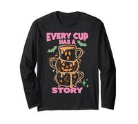 Every Cup Has A Story Halloween Coffee Lover Mug Stack Maglia a Manica