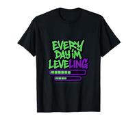 Every Day I'm Leveling Graffiti Neon Verde Viola Progress Maglietta