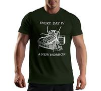 Every Day is a New Horror Existentialism Absurdism T-Shirt Verde Militare da Uomo Size M