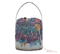 Every Day is a New Start Graffiti Art Crochet Borse per uncinetto Borsa Portatile di Immagazzinaggio per Crochet Aghi Filati Organizzatore
