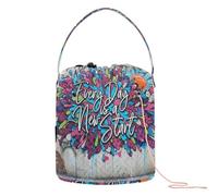 Every Day is a New Start Graffiti Art Crochet Borse per uncinetto Borsa Portatile di Immagazzinaggio per Crochet Aghi Filati Organizzatore