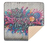 Every Day is A New Start - Tappetino da gioco per bambini, morbido, spesso, per interni ed esterni, comodo, imbottito, per bambini, 127 x 127 cm