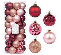 Every Day is Christmas Ornaments, Shatterproof Christmas Tree Ornament Set, Christmas Balls Decoration 50 Count 2.24""/57mm, Pink Rose