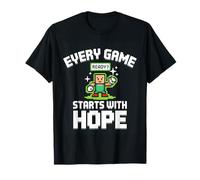 Every Game Starts With Hope Gamer Kids Pixel Maglietta