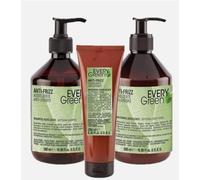 Every Green Anti-Frizz Set per Capelli, Shampoo e Balsamo Lisciante, 500 ml, con Dispenser