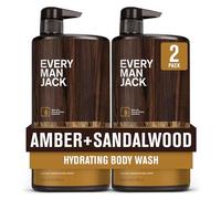 Every Man Jack Nourishing Amber + Sandalwood Mens Body Wash for All Skin Types - Cleanse, Nourish, and Hydrate Skin with Naturally Derived Coconut, Glycerin - 2 Bottles