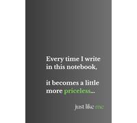 Every time I write in this notebook, it becomes a little more priceless... just like me: lined notebook