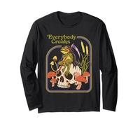 Everybody Croaks Frog Skull Mushroom Retro Funny Adult Humor Maglia a Manica