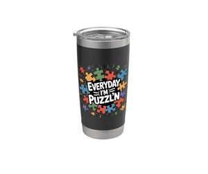 Everyday I'm Puzzl'n Jigsaw Puzzle Master Puzzler Divertente Bicchiere termico in acciaio inox doppia parete
