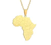 Everyiod Collana Con Ciondolo A Forma Di Mappa Dell'Africa Per Uomo E Donna, Gioielli Africani Catena Ridimensionabile Stile Etnico Con Mappa Africana, Ciondolo Per Regalo Di Coppia Per Uomo E Donna,