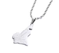 Everyiod Collana Con Ciondolo Con Mappa Del Camerun - Collana Alla Moda Con Mappa Del Camerun, Gioielli Con Ciondoli, Collana Maglione In Stile Etnico Per Donne/Uomini/Ragazza/Ragazzi/Unisex,White,50