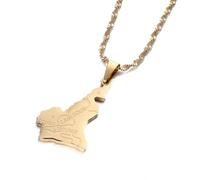 Everyiod Collana Con Ciondolo Con Mappa Del Camerun - Collana Alla Moda Con Mappa Del Camerun, Gioielli Con Ciondoli, Collana Maglione In Stile Etnico Per Donne/Uomini/Ragazza/Ragazzi/Unisex,Giallo,5