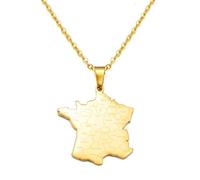 Everyiod Collana Con Mappa Della Francia, Ciondolo Con Mappa Della Francia Con Confini Nazionali, Giallo, 45Cm
