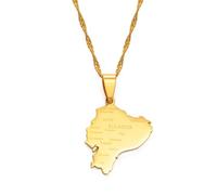 Everyiod Collane Con Ciondolo Con Mappa, Collane Con Ciondolo Con Mappa Dell'Ecuador, Collana Di Gioielli Stile Hip Hop Collana Con Ciondolo Delicato Regalo Per Ragazze Ragazzi,Giallo,45Cm
