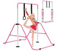 EVERYMILE Barre da ginnastica, per allenamento junior, attrezzatura da ginnastica per casa, regolabile in altezza, pieghevole, orizzontale, con anelli da ginnastica per bambini