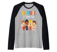 Everyone Is Welcome Here - Design Positivo per la diversità Maglia con Maniche Raglan