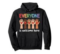 Everyone Is Welcome Here Inclusivity Unity Hands And Hearts Felpa con Cappuccio
