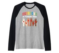 Everyone is welcome Here Maglia con Maniche Raglan