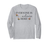 Everyone is Welcome Here Pride Sign Lesbian Butterfly Pride Maglia a Manica