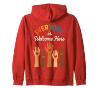 Everyone Is Welcome Here Unione Mani Cuori Inclusione Felpa con Cappuccio