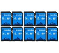 Everything But Stromboli Scheda di memoria SD da 16 GB (10 pezzi) Speed Class 10 UHS-1 U1 C10 16G SDHC per fotocamere digitali compatibili, computer, trail cam