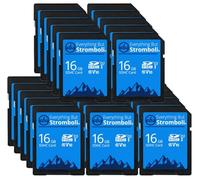 Everything But Stromboli Scheda di memoria SD da 16 GB (25 pezzi) Speed Class 10 UHS-1 U1 C10 16G SDHC per fotocamere digitali compatibili, computer, trail cam