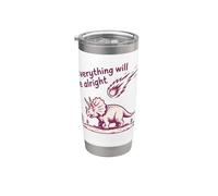 Everything Is Alright Dinosaur Asteroid Chaos Graphic Retro Bicchiere termico in acciaio inox doppia parete