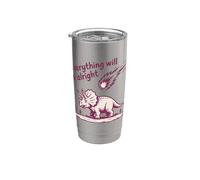 Everything Is Alright Dinosaur Asteroid Chaos Graphic Retro Bicchiere termico in acciaio inox doppia parete